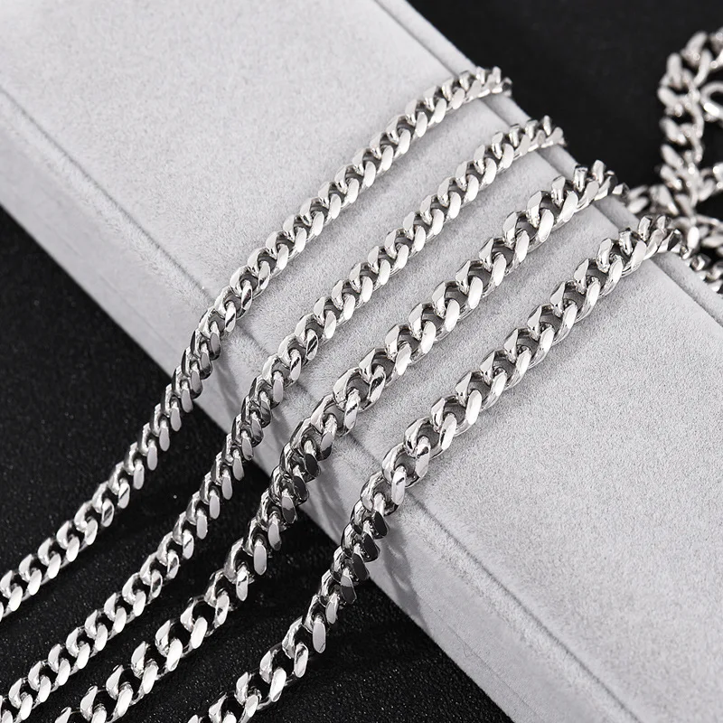 925 Sterling Silver Miami Cuban Chain 10MM 11MM Flat Curve Neck Link Chains Roll For Men