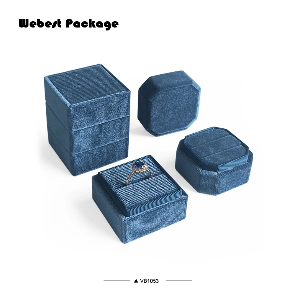 
Webest Brand Luxury Stretch Korean Velvet Jewelry Jewellery 2pcs Flocking Couple Ring Box 