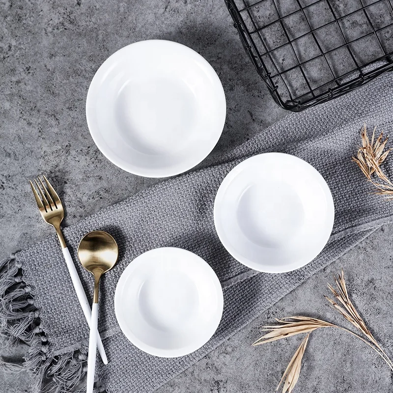 Custom Ceramic Bowls With Logo Restaurant 4.75/5.5/6.25 Inch Round short bowls dinner rice soup ceramic bowls