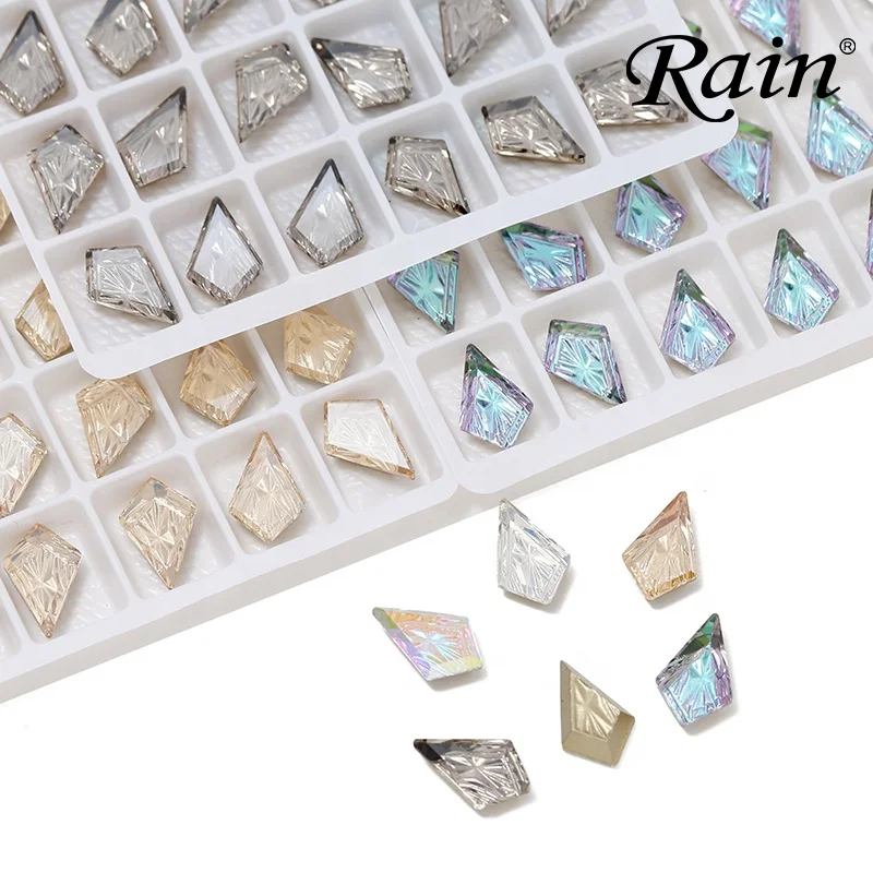 Rain Relief Glass Rhombus 12*19mm Crystal Pendant for Custom Jewelry Making Accessories DIY Earing Necklace