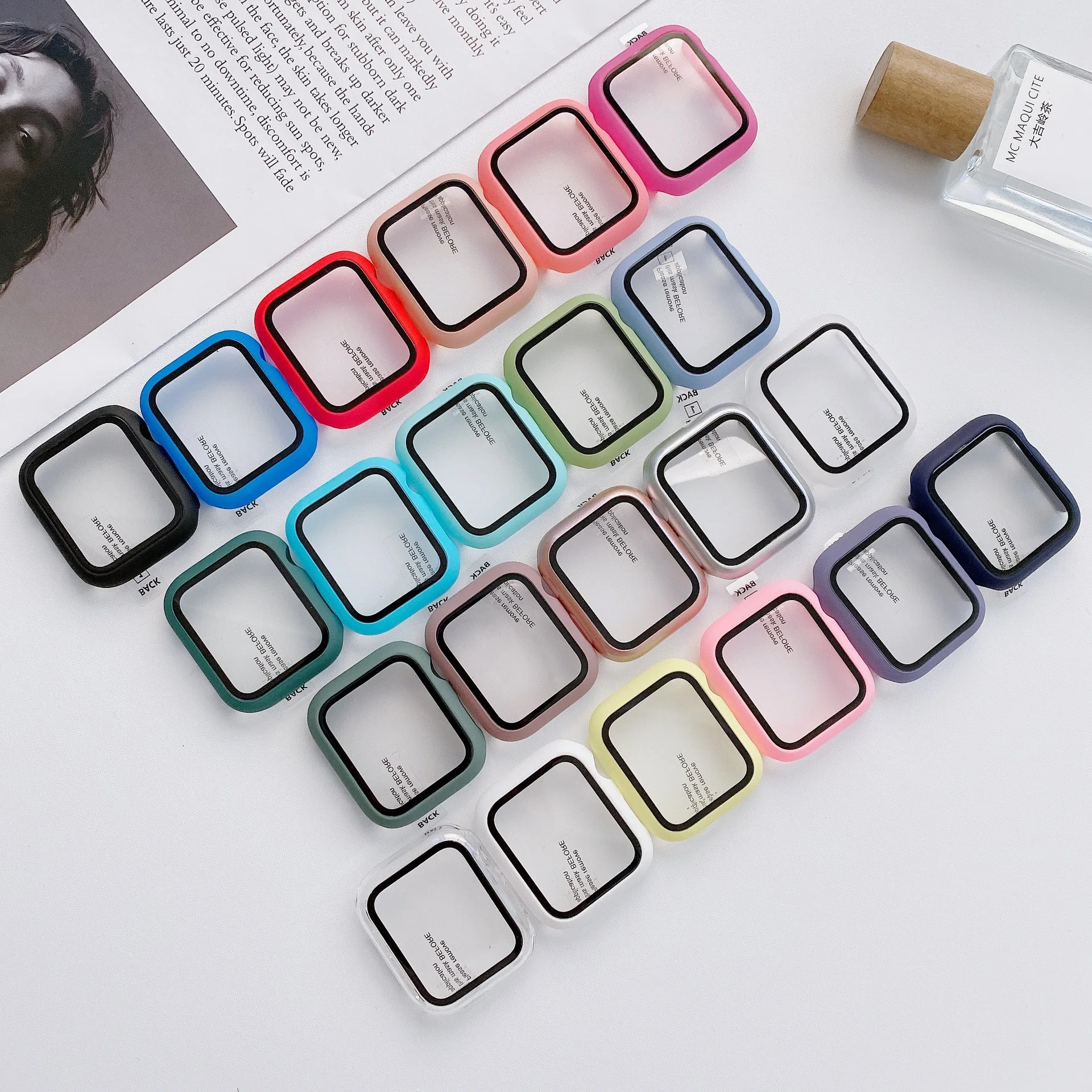 Картонная коробка защитный чехол для часов iwatch 4567 Sports SE PC + пленка из закаленного стекла Apple