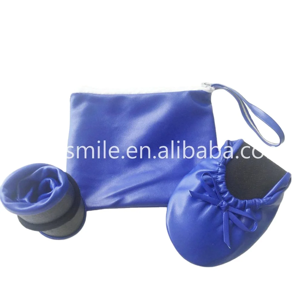 New Design women foldable ballerina flats blue ballet flat shoes for party event in bags