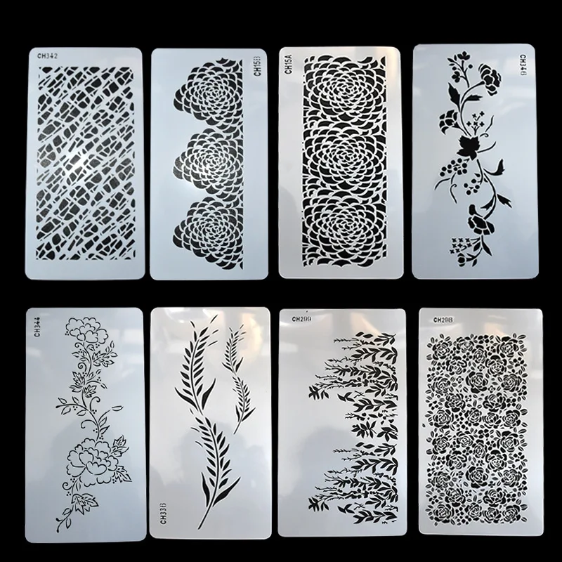 Hot selling multi stencil harvest heart diamond line stencil fondant embosser plastic cake mold baking tools