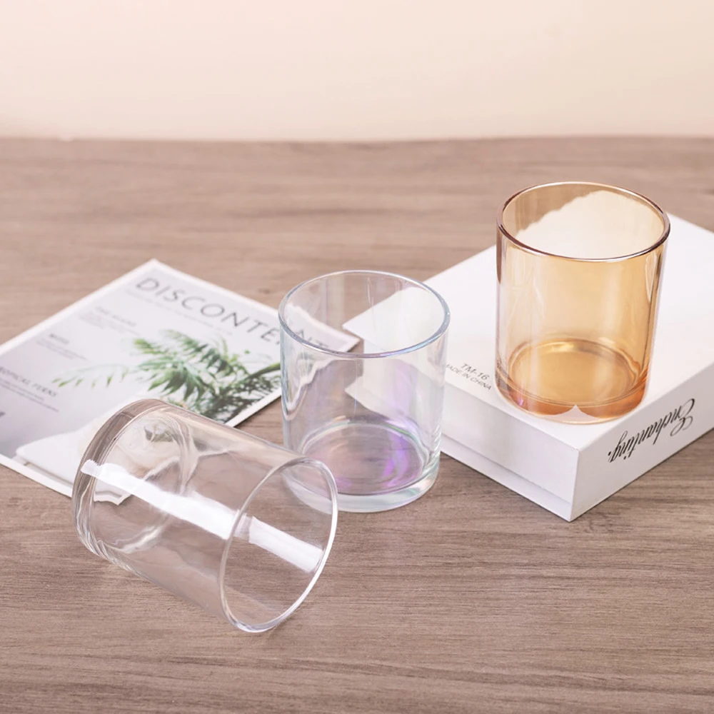 2022 Amazon hot sale unique candle jars glass 200ml electroplated iridescent candle jar empty for candle making