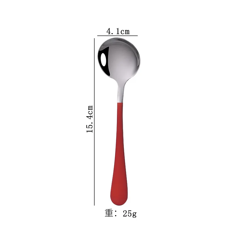 High Quality cheap colorful Korean style spoon stainless steel Round spoon