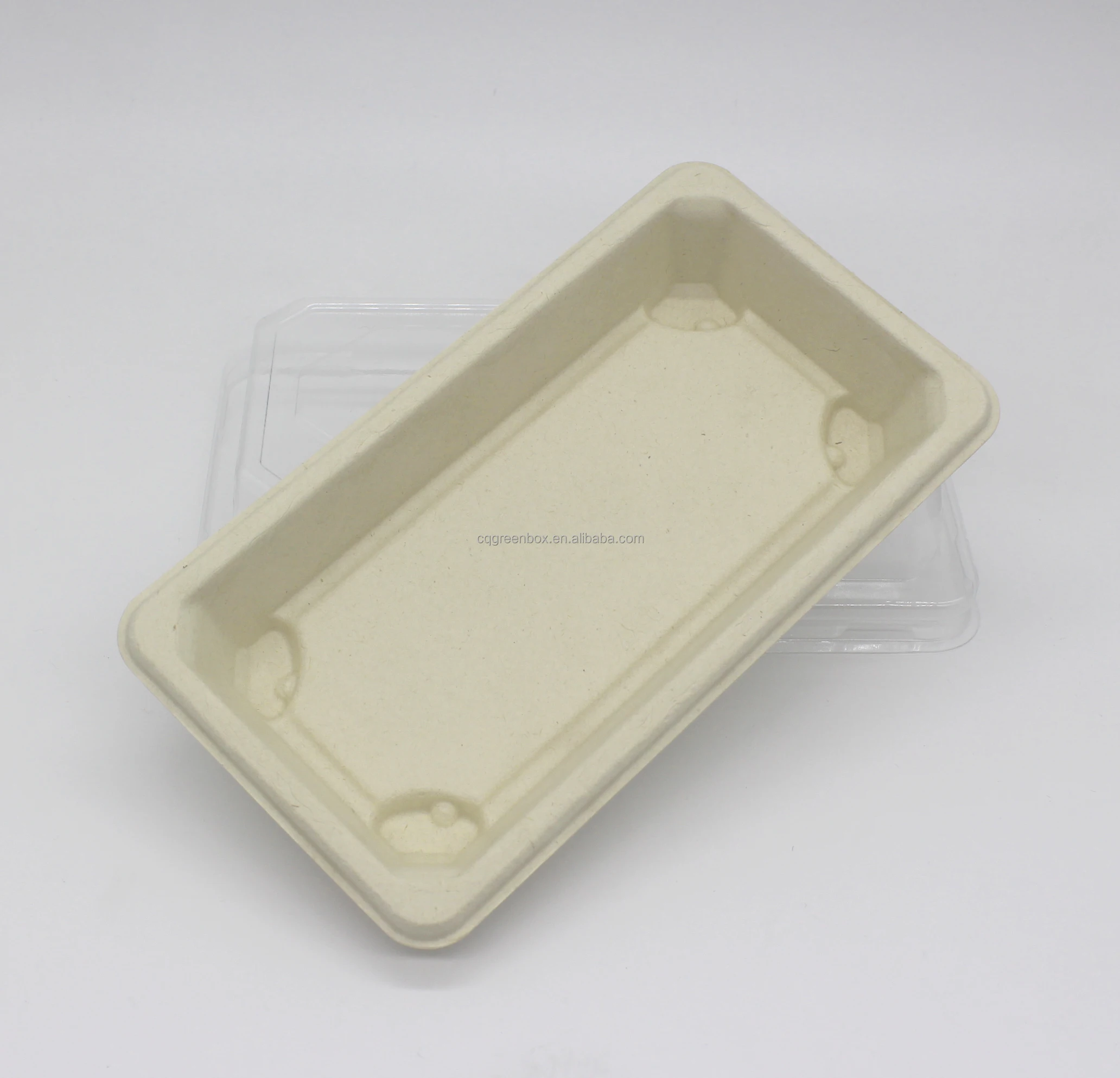 Wholesale Supply Compostable  Custom Sushi Box Bagasse Sushi Tray With Lid