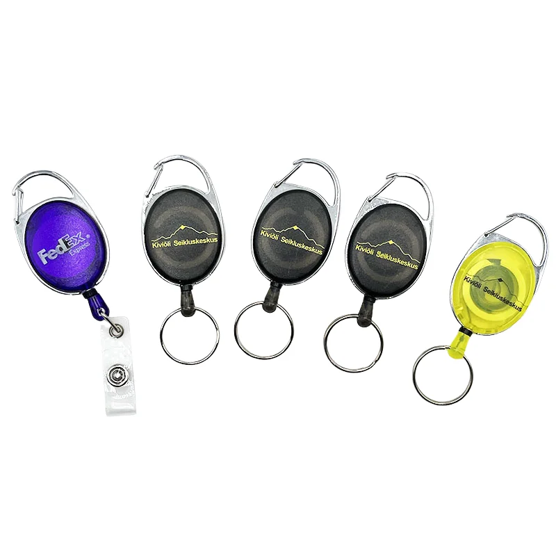 Hot Sale Retractable Badge Reel Holders Durable Plastic Carabiner Badge Reel Id Card Holder Badge Reel