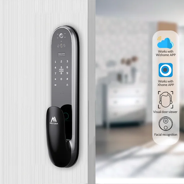 Canton guangzhou locks manufacture new upgrade visual camera automatic Facial recognition door lock