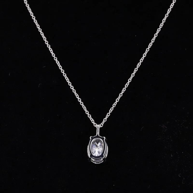 Starsgem IGI Certificate Classic Jewelry 1.5CT Oval Cut Lab Grown Diamond Pendant 18K White Gold Necklace