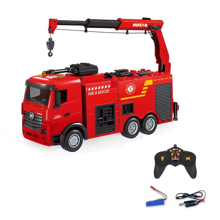 LEHOO Huina 1362 1/18 9CH Alloy RC Fire Truck Alloy Lighting 2.4ghz Remote Control Van Fire Truck With Shooting Water