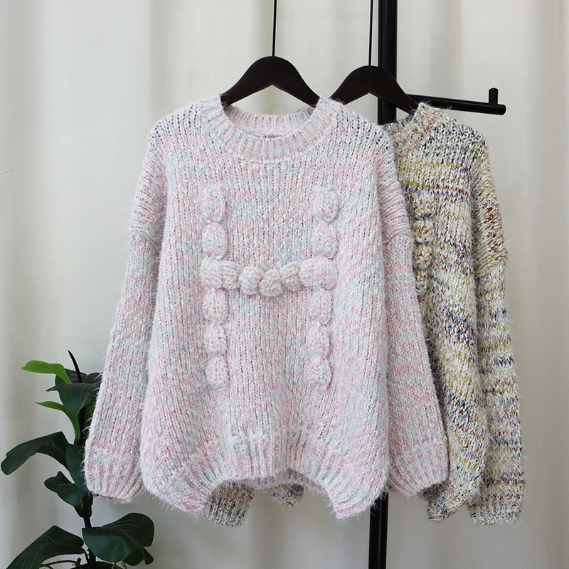 New Design Vintage Loose Knit Womens Sweater Fashion Casual Lazy Wind Knit Sweater For Woman