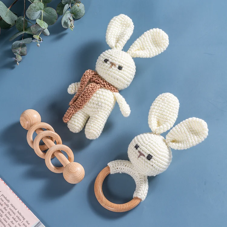 2 in 1 Toys set  Baby Dolls Silicone Cute Soft Babies Doll Fashion Bebe Reborn Dolls Teething toys Baby Wooden Rattle Set