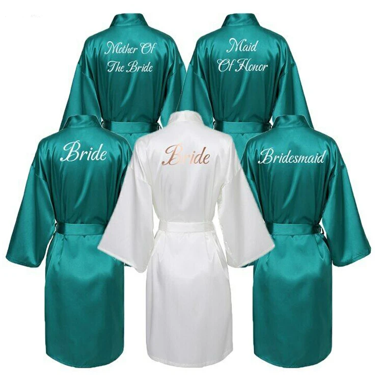 satin robe kimono women silk robe custom logo bridesmaid /bride silk robe