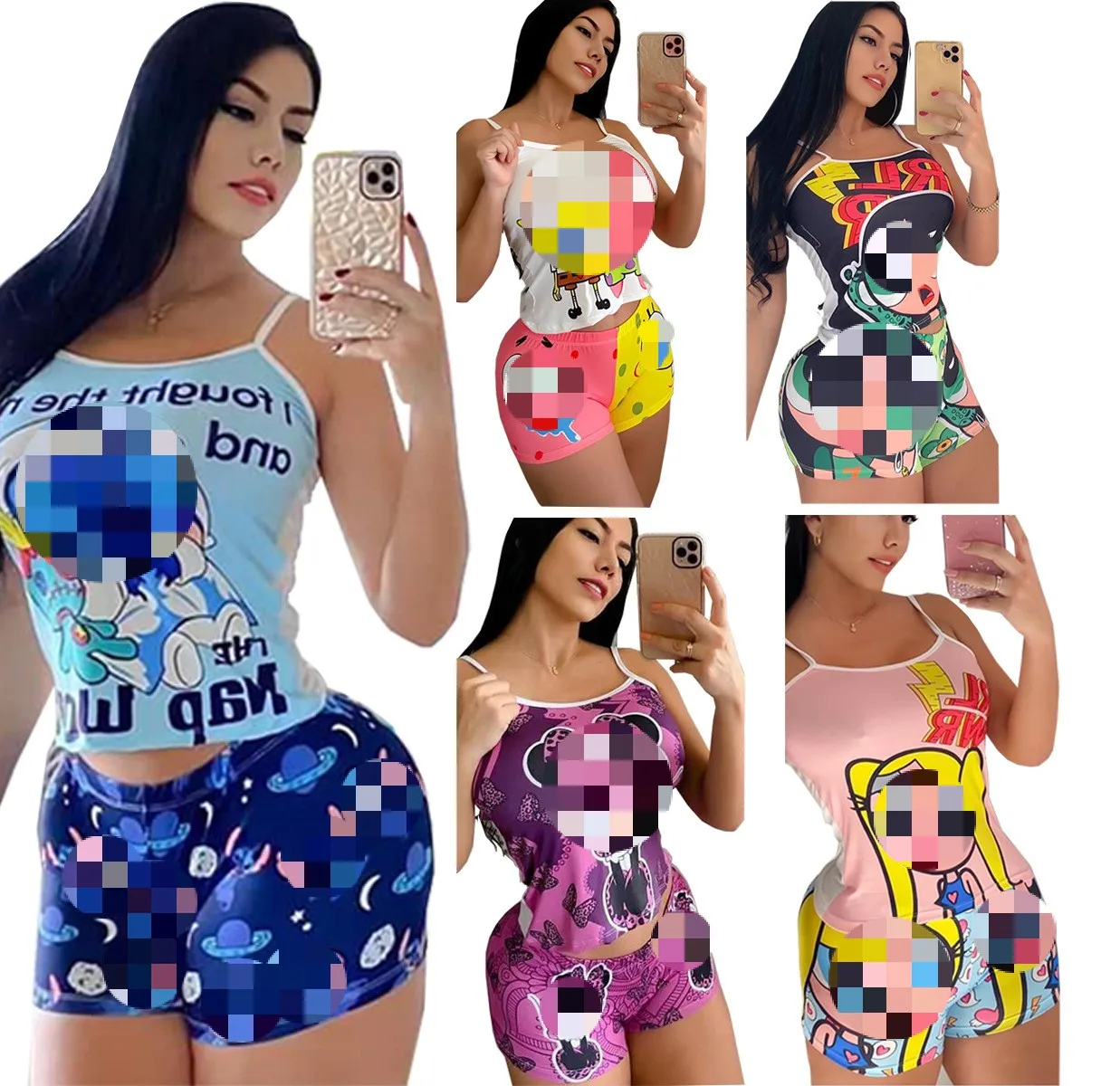 
New fashion casual wear underwear shorts cuffs 100% polyester women cartoon pajamas 