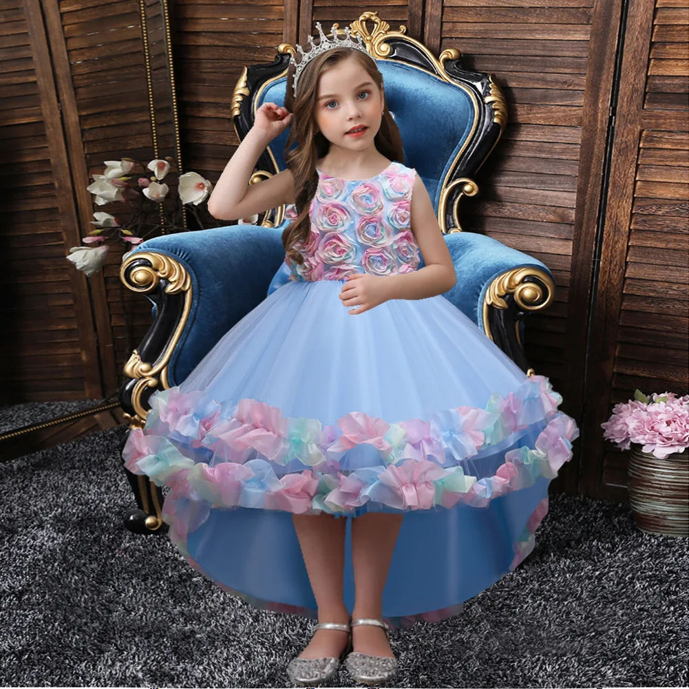Hot Sale Luxury Princess Tutu Wedding Dress Trailing Dress Girl 2-12 Fashion Party Dress