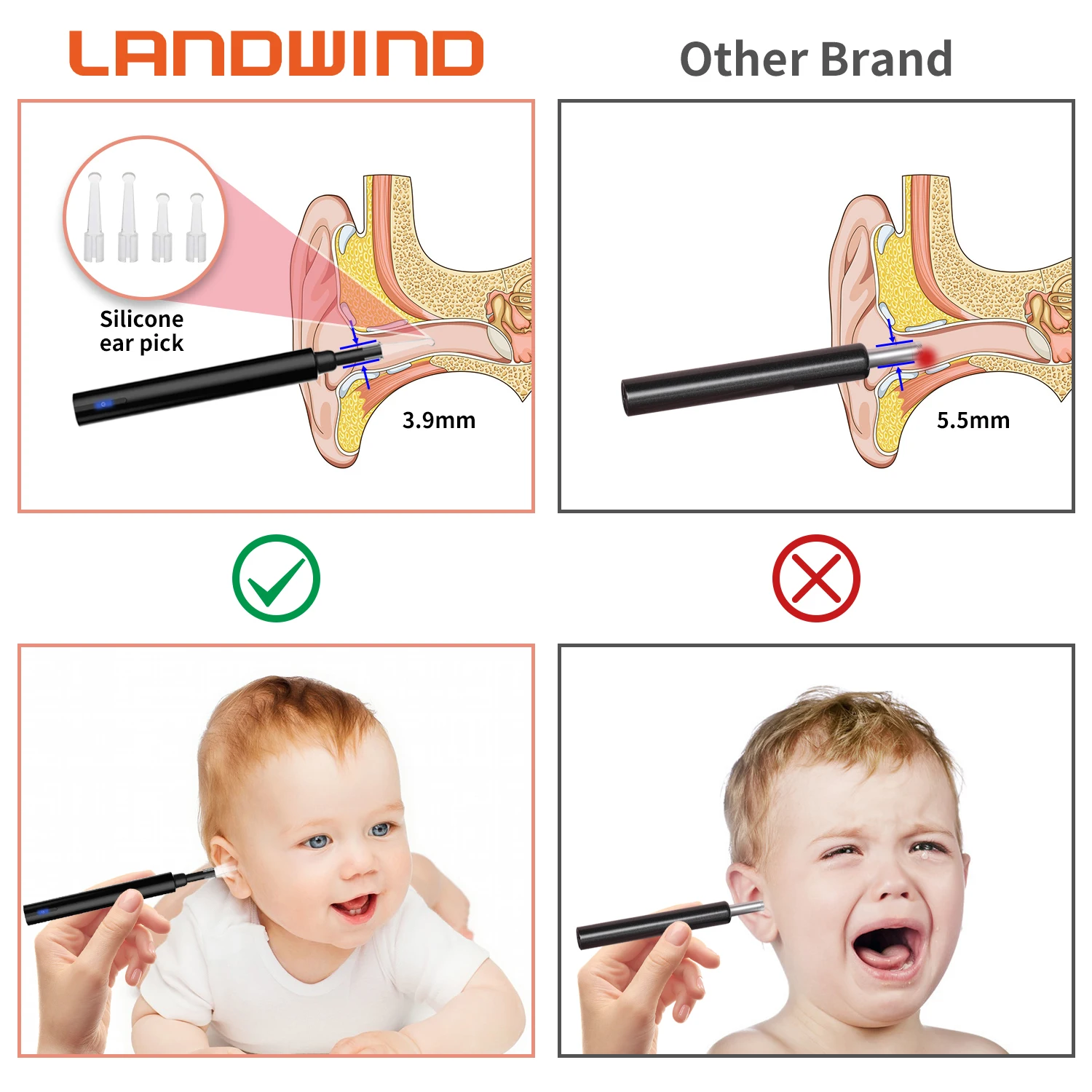 2021 New Trending Wifi Ear Endoscope 1280p Hd Led Earwax Cleaning Visual Earpick Otoscope Camera