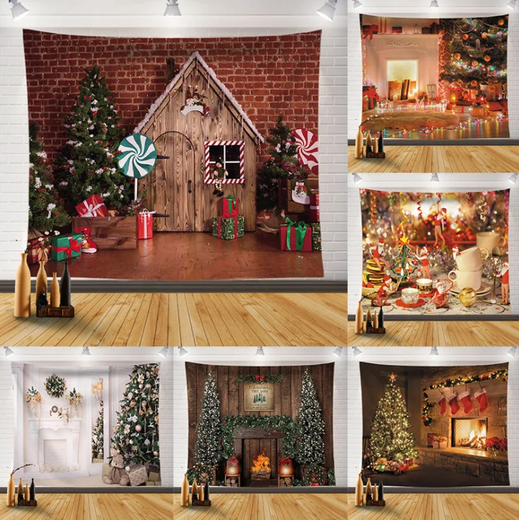 Hot Selling 3d Christmas Tree Sock Tapestry Wall Decor Xmas Wall Hanging Christmas Tapestry