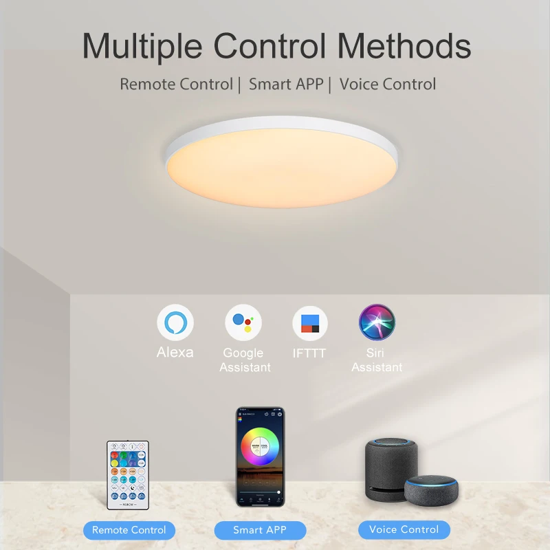 Modern smart home lighting WiFi APP Remote control Voice control 30W CCT RGB Smart Ceiling light for living room and bedroom
