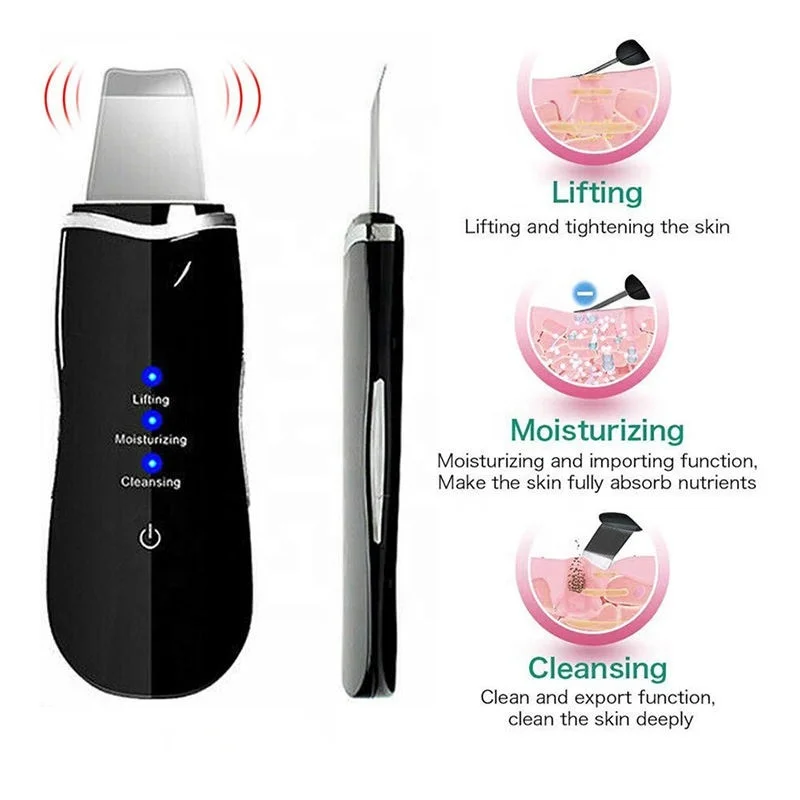Facial Cleaning Electric Waterproof Rechargeable Face Peeling Nano Vibrating Scraper Spatula Ultrasonic Skin Scrubber