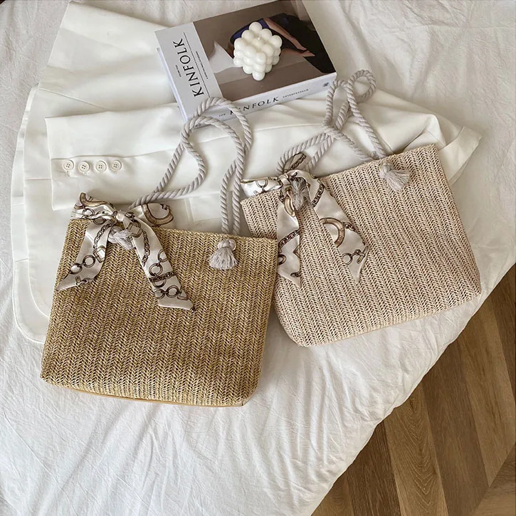 Spring summer seasons new arrivals straw shoulder hand bags women daily shopping single- shoulder bag