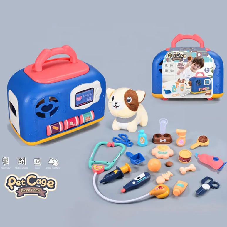 Hot Sale Role Play Toy Set Cute Pretend Pet Toy Carry Cage Pretend Pet Care Toys