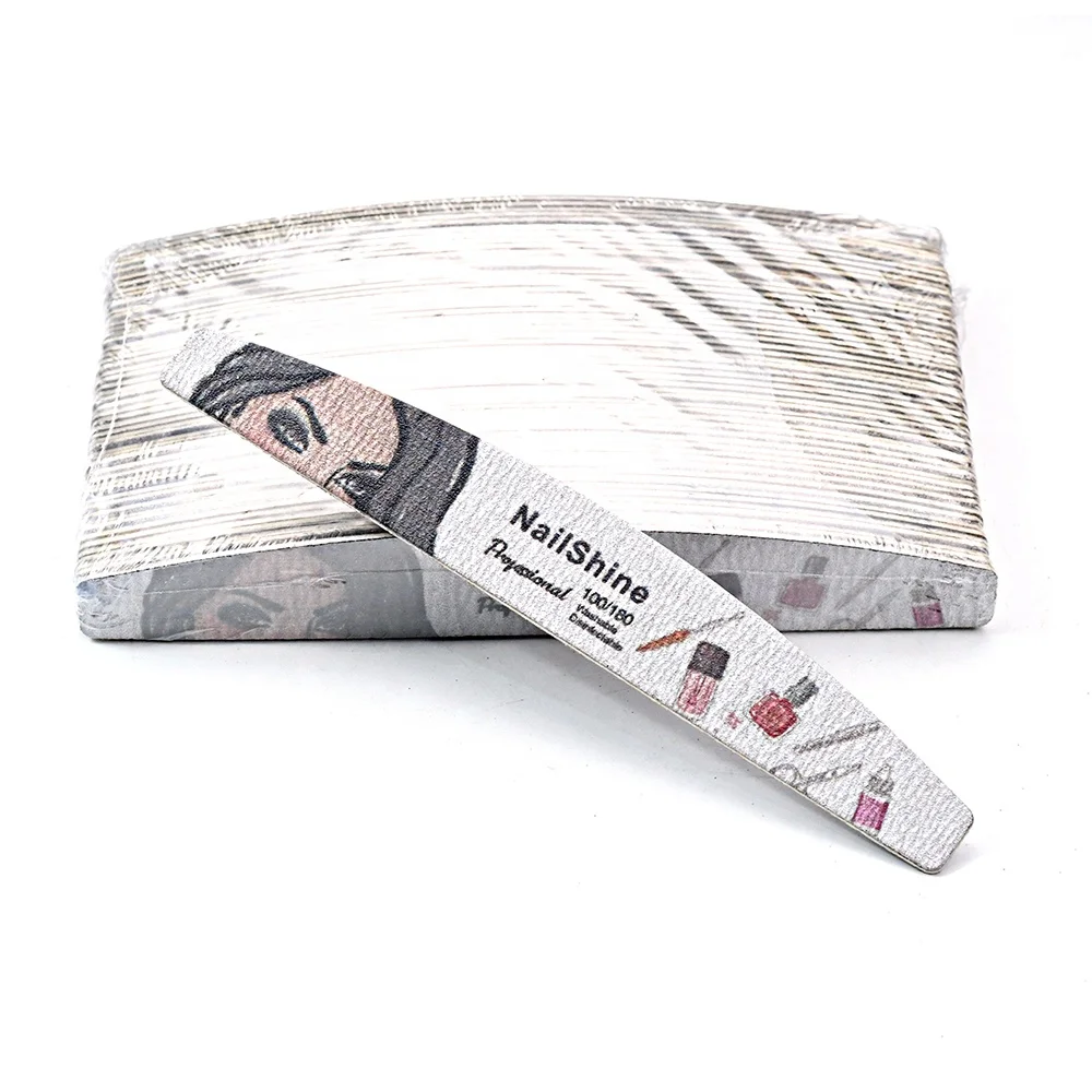 Beauty Patterns Print Professional Producer Wood Manicure File Wholesales Thin Disposable Nail Limas Wood Boat Shape Filer