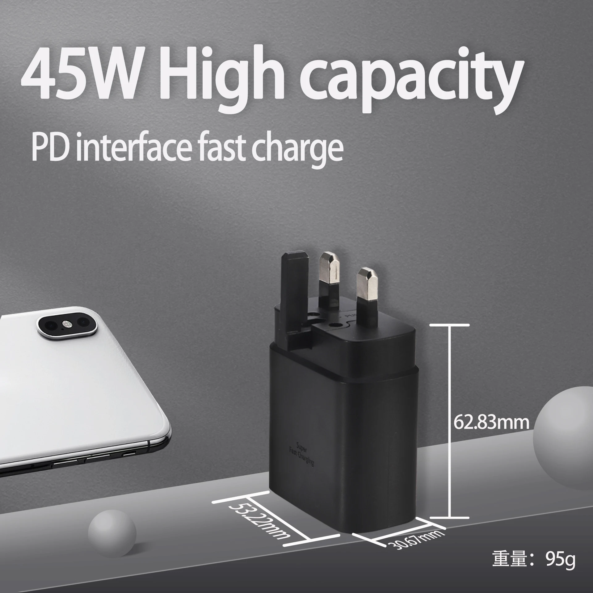 Original 45w Us/eu/uk Plug Adaptive Fast Charing Usb C Wall Travel Charger for Samsung 45w charger