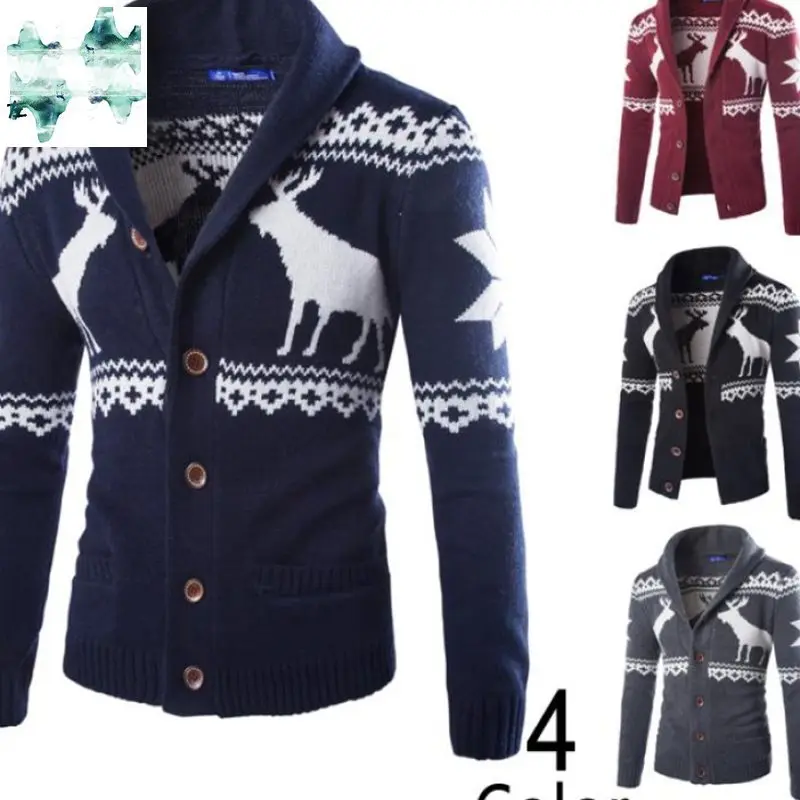 Custom Christmas sweater jacquard pullover long sleeve ugly sweater knit coat winter knitted cardigan sweater men