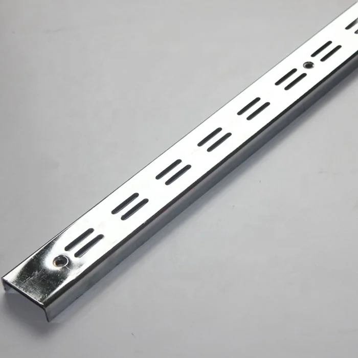 Shop Fixture  Steel  Chrome  1'  Double  Slotted C Channel Post