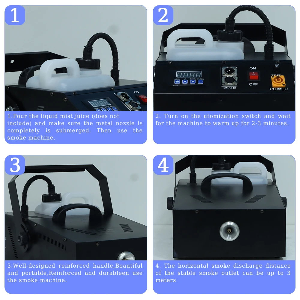 Smoke Machine for Stage Wedding Disco Party 1500W Low Lying Fog Machine Haze Water Base Dual Output Ground