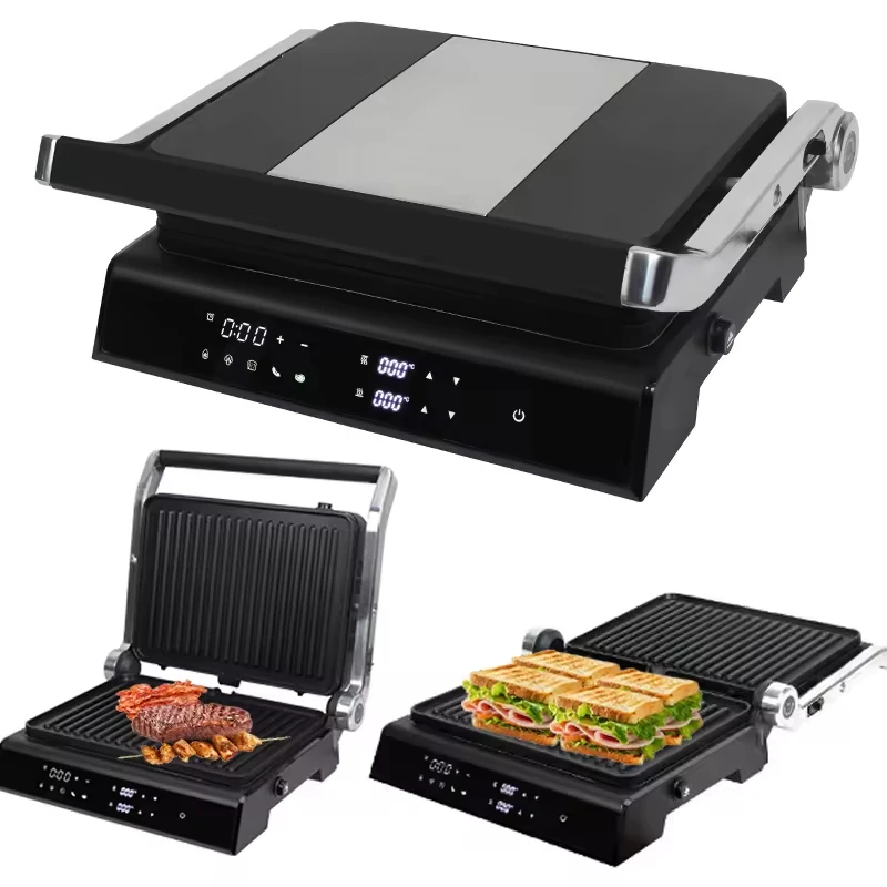 2000W 4 Slices Digital Electric Grill Smokeless Stainless Steel Cover Detachable Contact Grill Electric