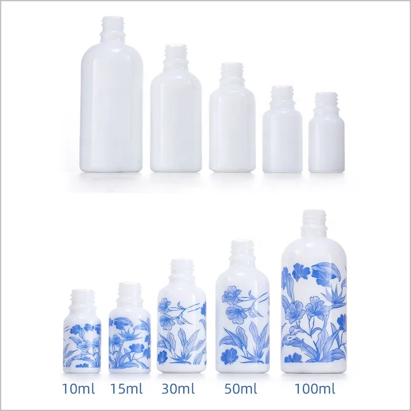 opal glass bottle 200ml 100ml 50ml white glass bottle 30ml 15ml 10ml essential oil bottle for body oil
