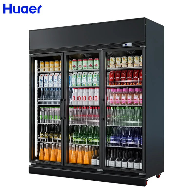 Upright Beverage Glass Door Cooler Single-Temperature Cold Drink Display Fan Cooling