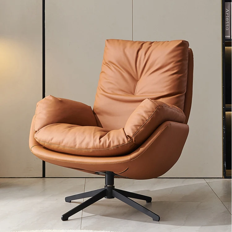Modern leather rotatable cushion pedal office living room reception leisure armchair