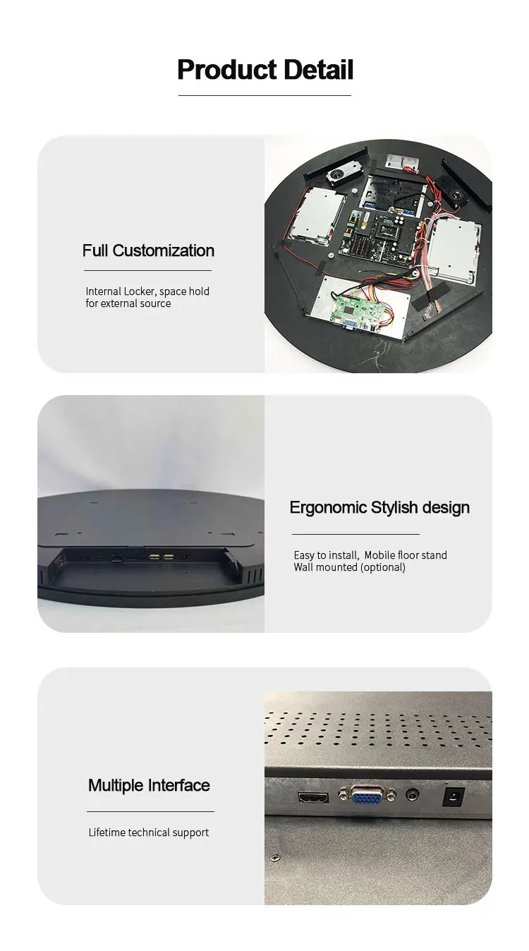 23.6 Inch Circular Round Lcd Poster Screen For Advertising Display