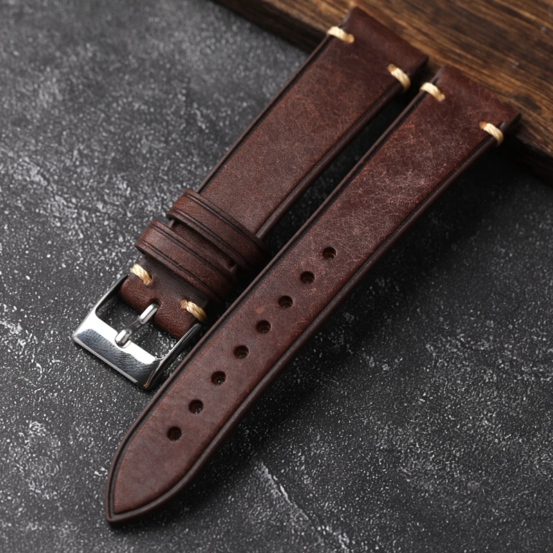Vintage leather band watch high quality horween leather watch strap 20/22/24mm horween leather strap for smart watch