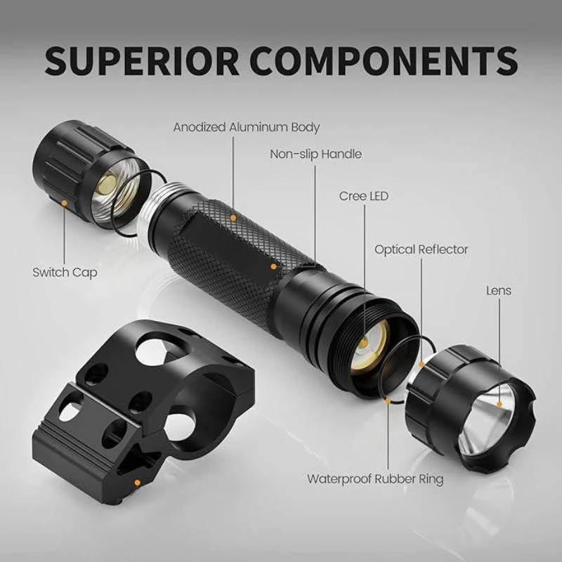 FL17  1200 Lumen Flashlights LED outdoor Light with Pressure Switch Included for hunting  and outdoor activities