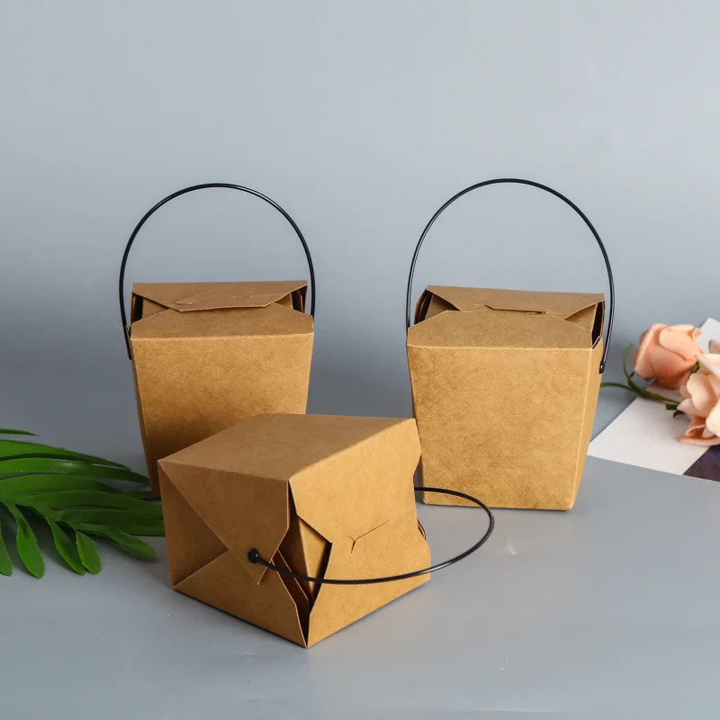 Factory hot sale take away chinese food box rice take away box paper take away box with handle