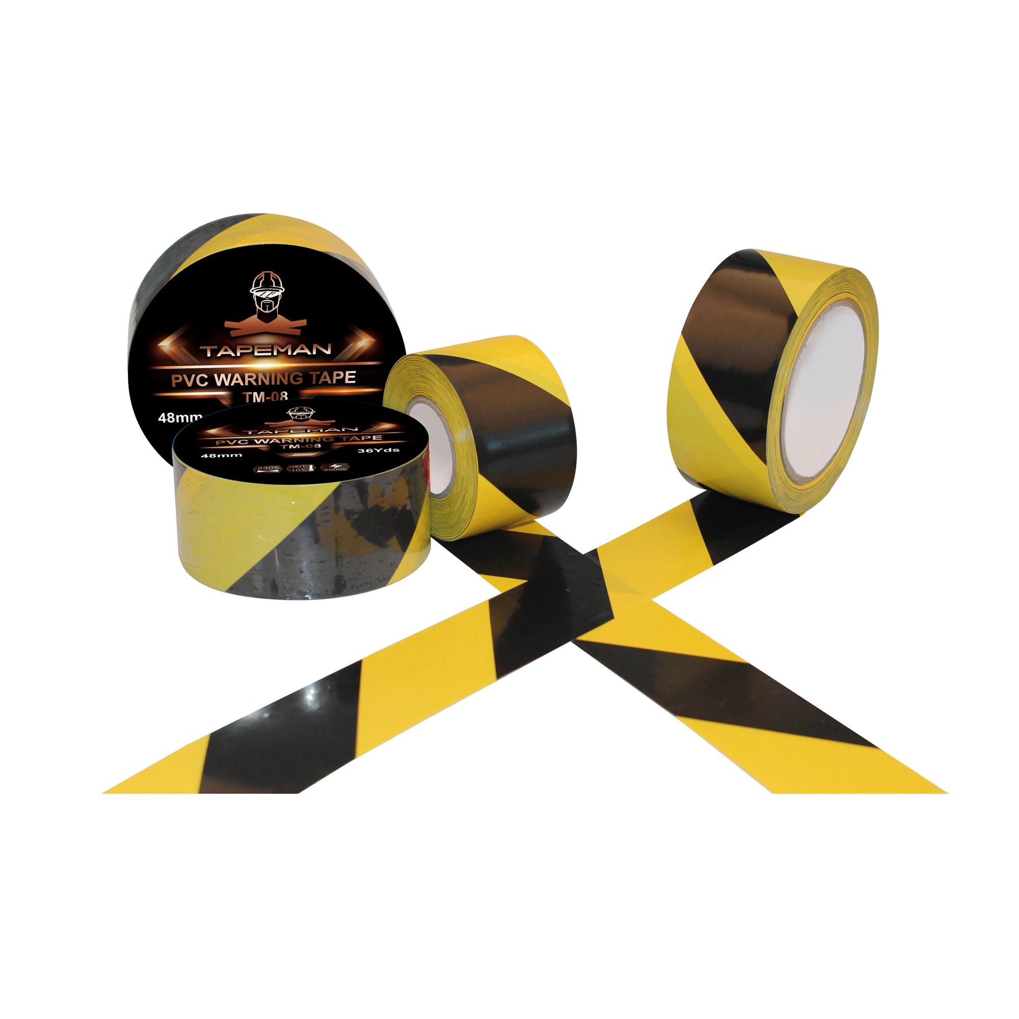 Manufacturer Durable High visibility PVC hazard warning tape for Floor Lane Marking Facility warning