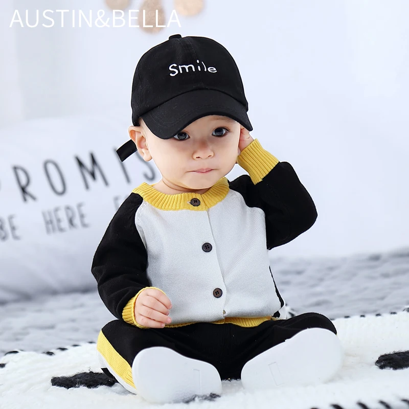 AustinBella/оптовая продажа бутик высокого качества комплекты детской одежды для мальчиков Детский кардиган 100% хлопок детский вязаный свитер