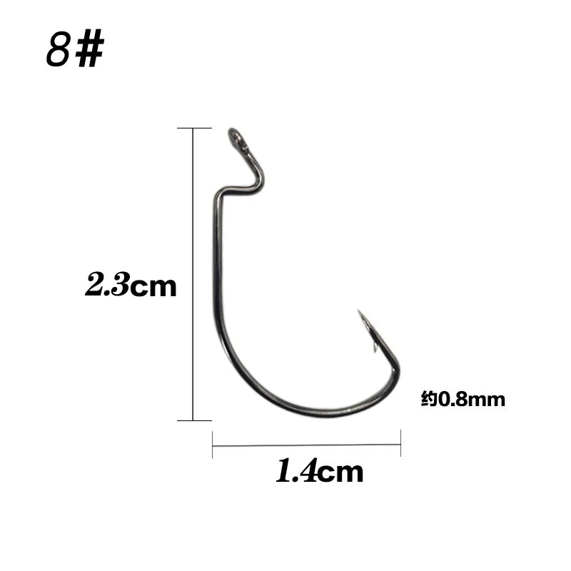  10pcs/lot Fishing Hook Set Carbon Steel Wide Crank Offset Fishhook for Soft Worm Lure Barbed carp Hooks