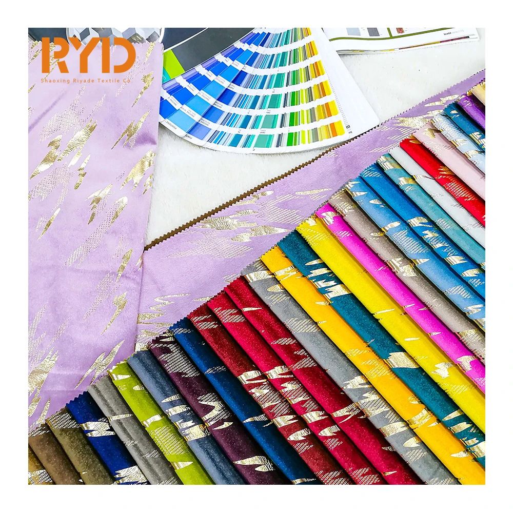 100%polyester sectional sofa gold foil knitted fabric for garment digital gilded foil