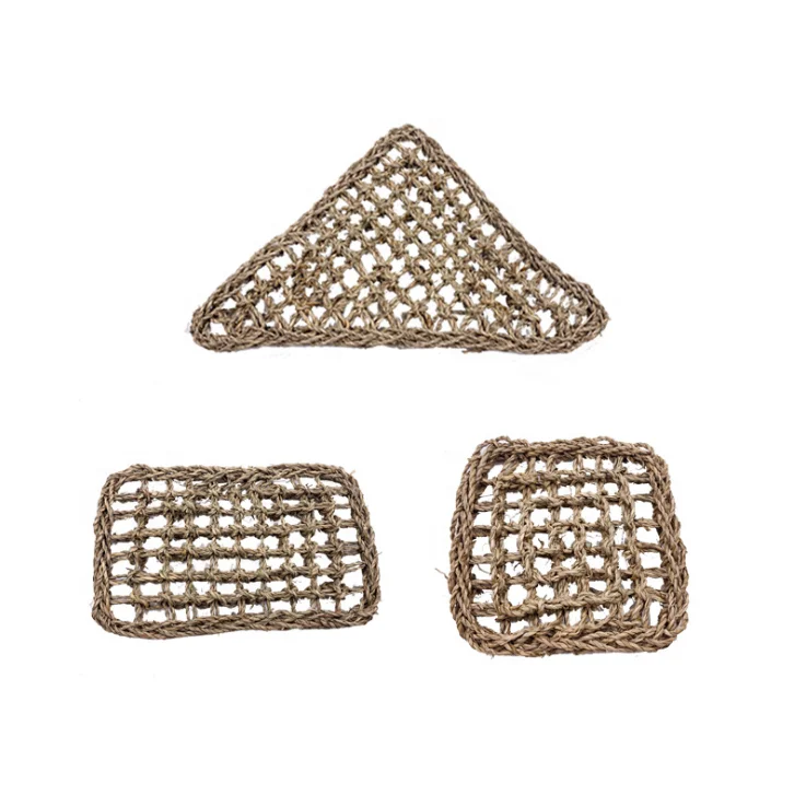 Customized Hand-knitted &Weaved Sturdy Seagrass Lizard Hammock with Suction Cup  for Reptile &Funny Pet Reptilian Bed