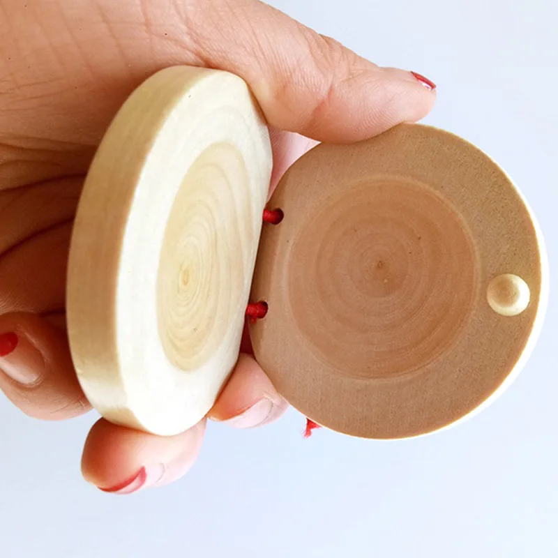 4 PCS Castanets Wood Percussion Orff Music Instrument Children Adults Fingers Castanets with String