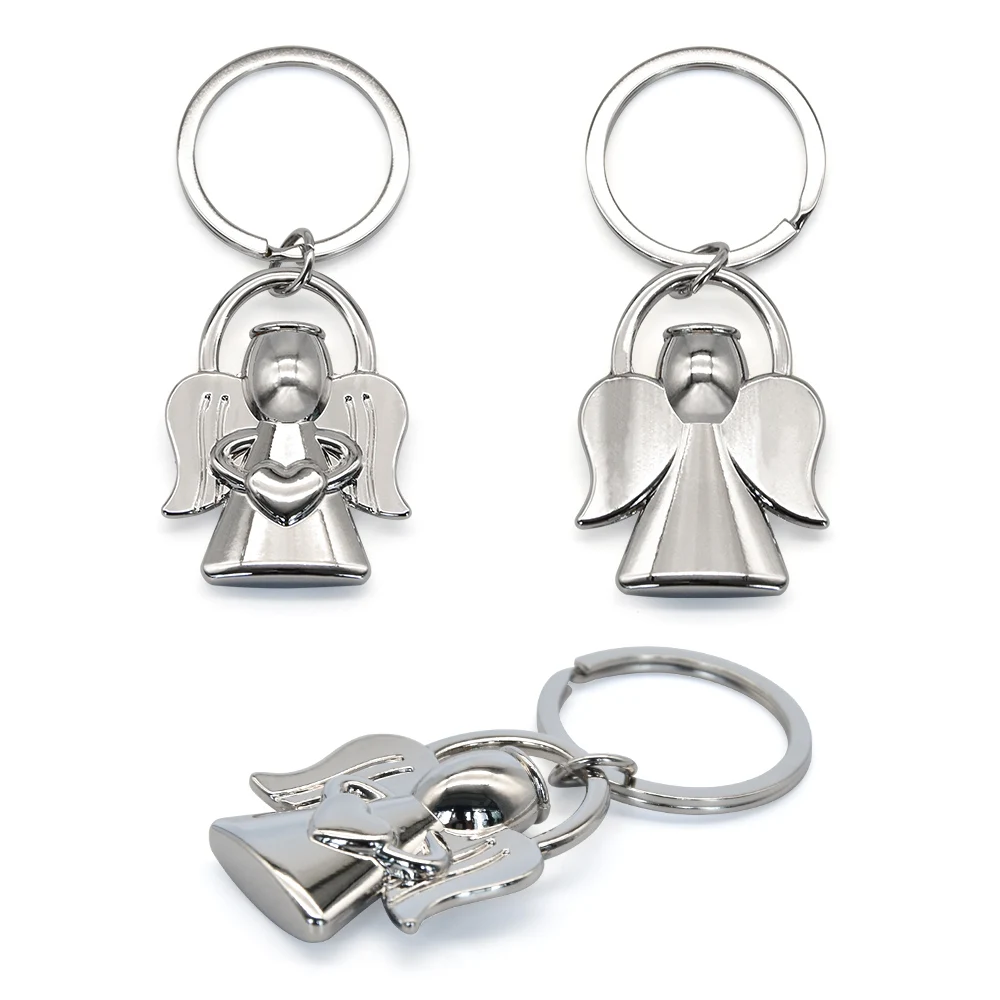Custom made metal keyring personalized 3d customized key chain keychain with logo as angel