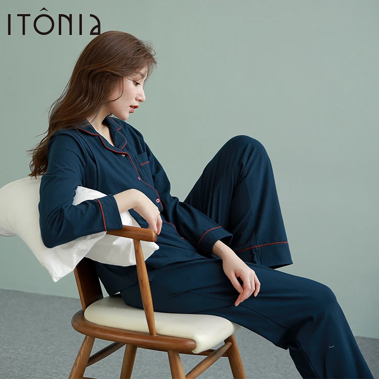 Элегантная пижама с длинным рукавом и пуговицами для грудного вскармливания, пижамный комплект для беременных и больниц