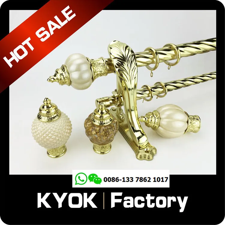 KYOK wholesale Russian market 300cm curtain pole, good quality antique brass curtain pipe, beautiful curtain cornices wholesale