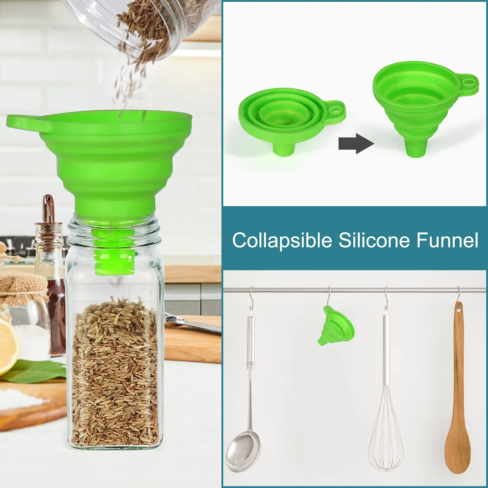 Glass Spice Jars with Spice Labels and Funnel Empty Square Spice Storage Bottles Containers with Shaker/Pour Lids 4oz 6oz