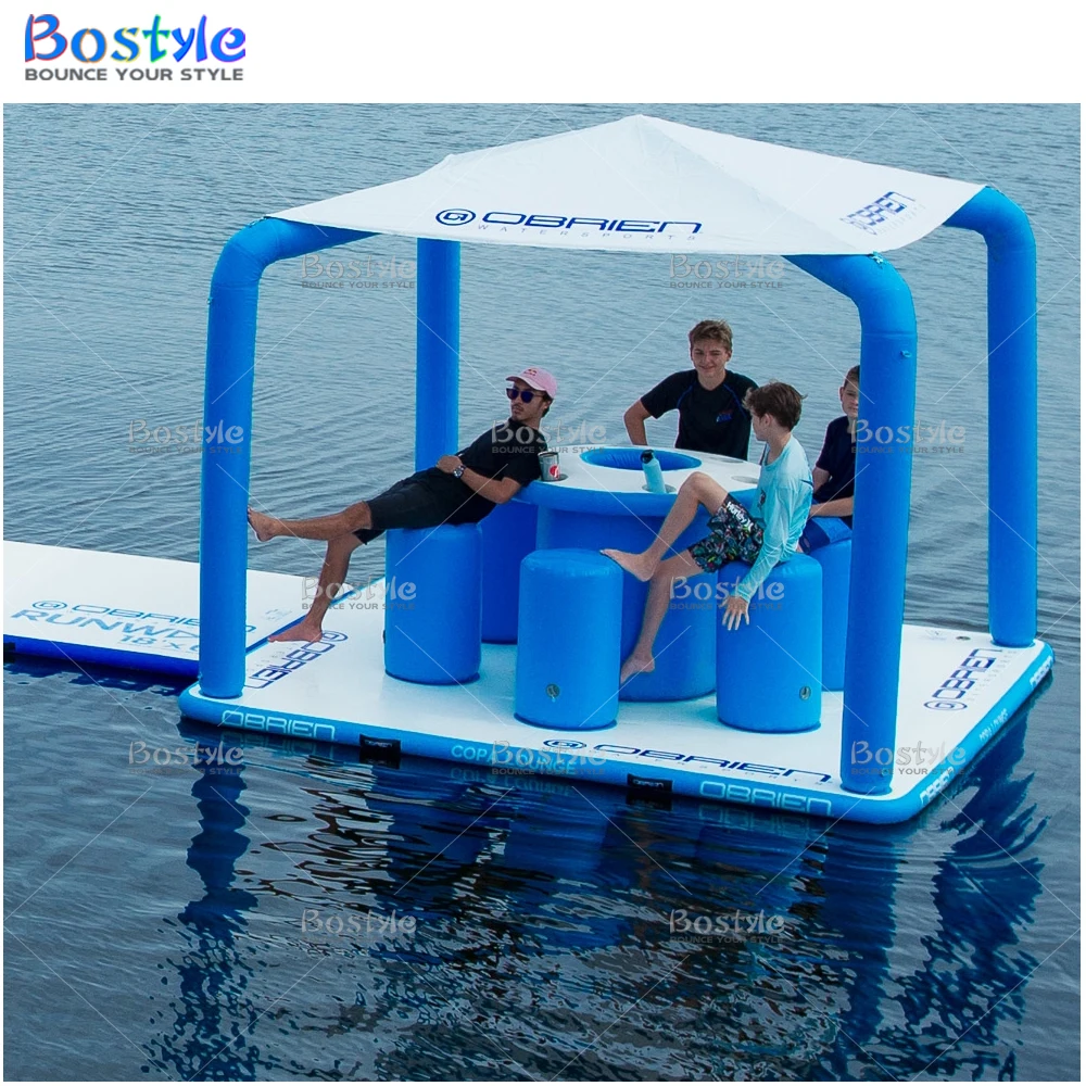 Inflatable Swim Island Floating Raft Inflatable foil Water Jet Ski Dock Floats Platform with ladder