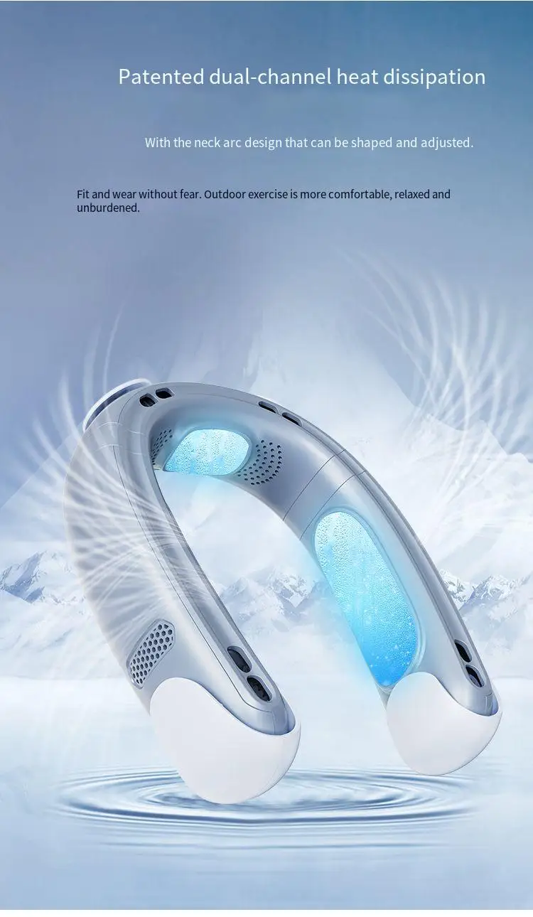 2023 Newly Listed Semiconductor Refrigeration Neck Fan 5000MAH Large-capacity Lazy Fan Ice-cold Fan